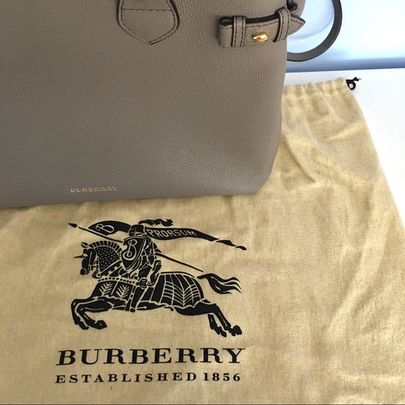 Burberry grey leather banner designer medium tote bag - Picture 9 of 13